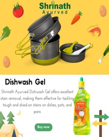 SHRINATH AYURVED Shrinath Dishwash Gel 500 ML (Pack of 2), An Excellant Dishwashing Liquid, Utensil Cleaning Liquid