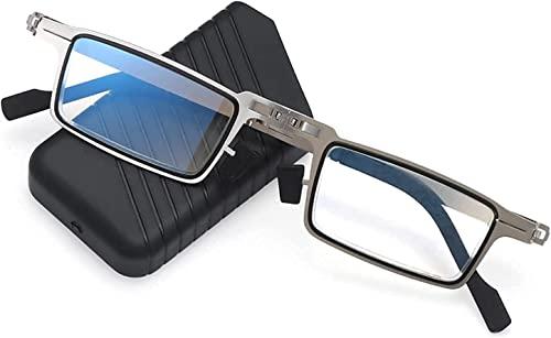 Eletree Eletree Screwless Ultra Light Folding Glasses With Protective Shell, Anti-Blue Portable Compact Reading Glasses for Middle-Aged, and Elderly | Rectangular Frame (+2.50 power/55-60 Age)