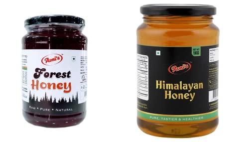 Avni Herbal and Healthcare Avni\'s Tasty Healthy Himalayan & Forest Honey Combo | Unprocessed | Unpasteurised | No Preservatives | Pack of 2 (1 Kg, each)
