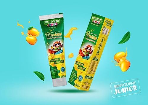 BENTODENT TOOTHPASTE BENTODENT TOOTHPASTE 100% Natural Kids Mango Twin Toothpaste, Fluoride Free, Sls Free, Complete Oral Care Protection For Kids, Fresh Breath, Best Toothpaste For Kids 2+ Years 100G Each