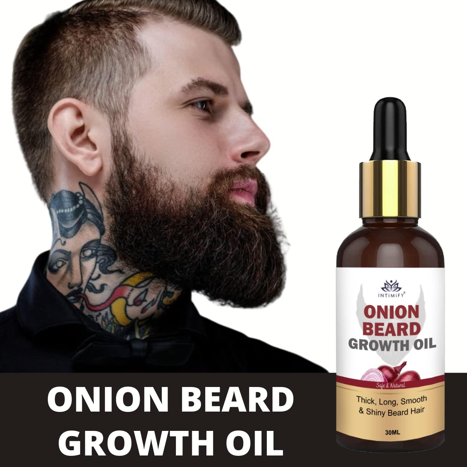 INTIMIFY INTIMIFY Onion Beard Growth Oil | Dadhi Badhane Wala Oil | Beard Oil for Patchy And Uneven Beard | Mustache Growth Oil For Men With Jajoba Oil (30 ml - Pack of 1)