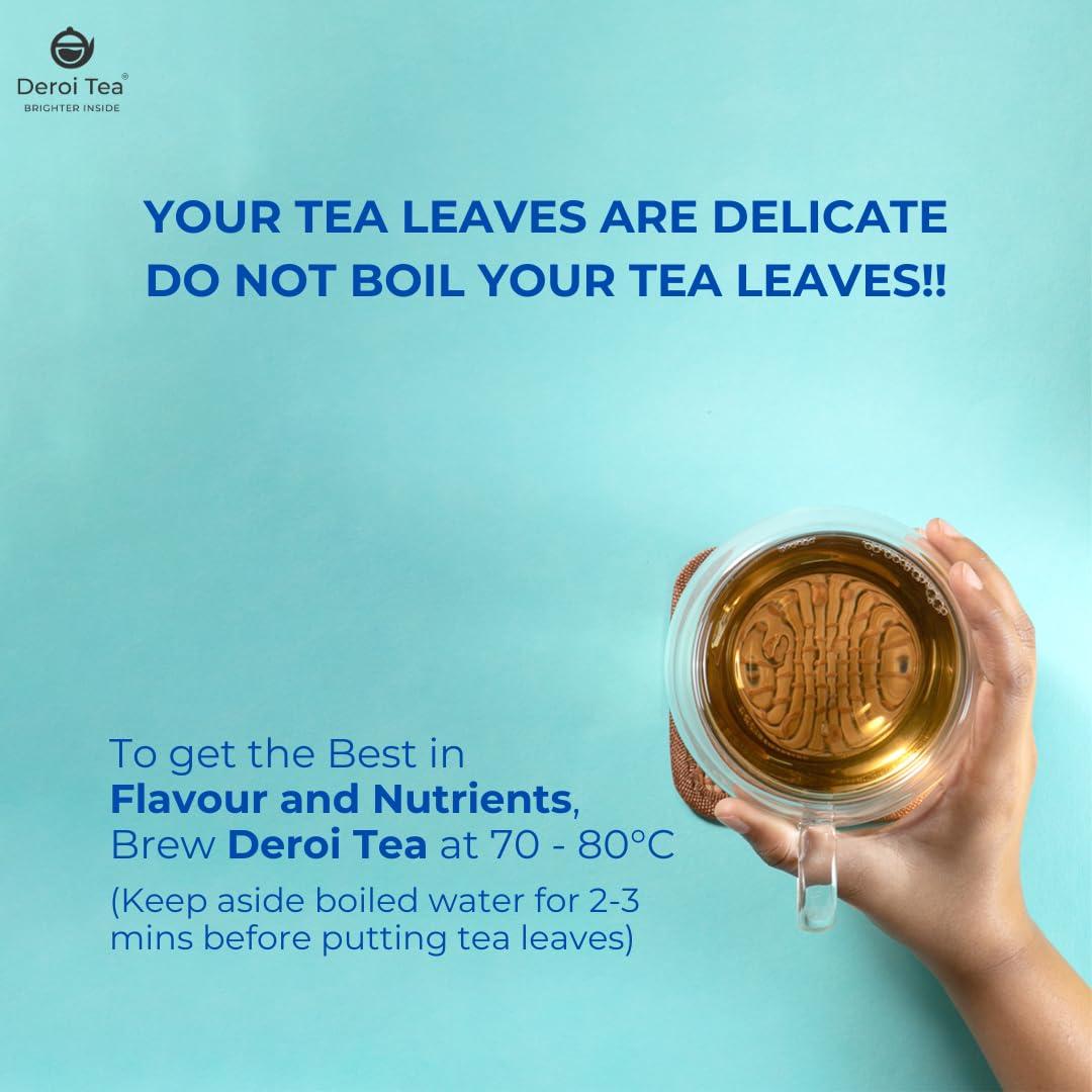 Deroi Tea DEROI TEA Assam Lush Green Tea | CARBON-FREE DRIED TEA | 100% Natural Whole Leaf | Assam Tea | 1Bud & 2 Leaves| Antioxidant Rich | Bitterless | 100 g - 60 Cups | Pack of 5