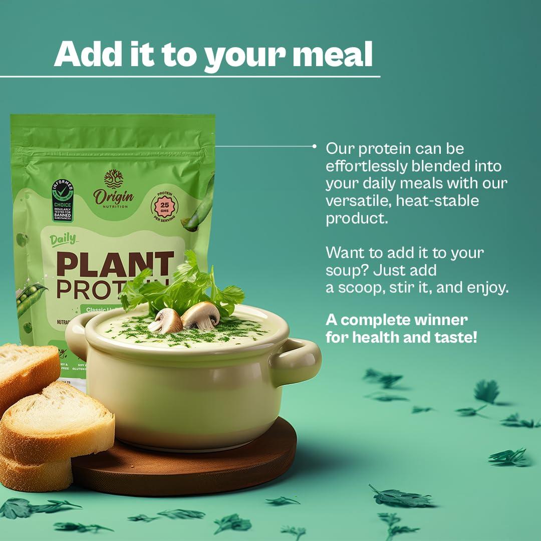 ORIGIN NUTRITION Origin Nutrition 100% Natural Plant Protein Powder (European Pea Protein Isolate & Pumpkin Seed Protein) Easy to Digest Unflavoured with 25g Plant Based Protein,975gm