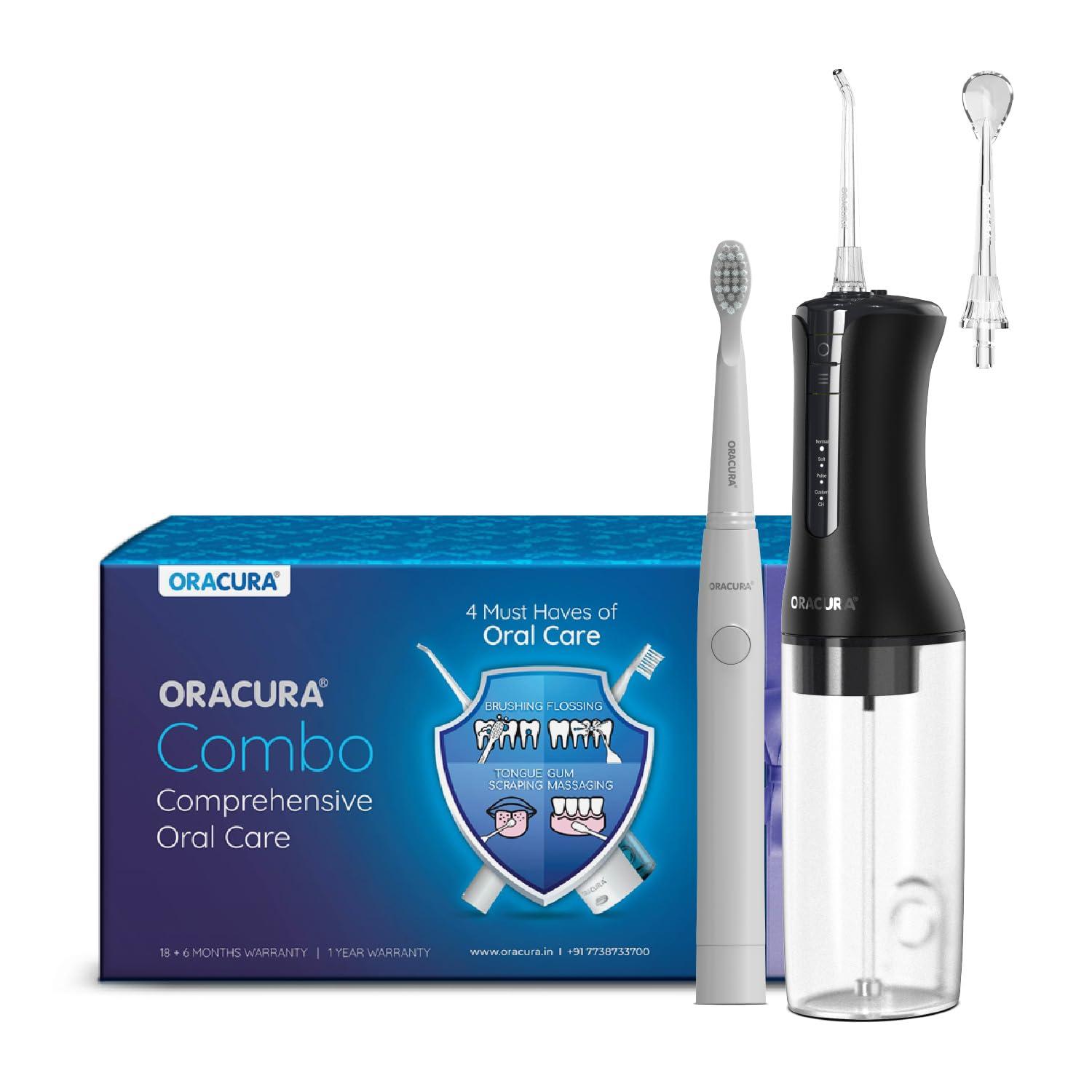 ORACURA ORACURA Daily Care Combo Black OC300 Smart Pro Water Flosser & Grey SB200 Sonic Lite Electric Rechargeable Toothbrush