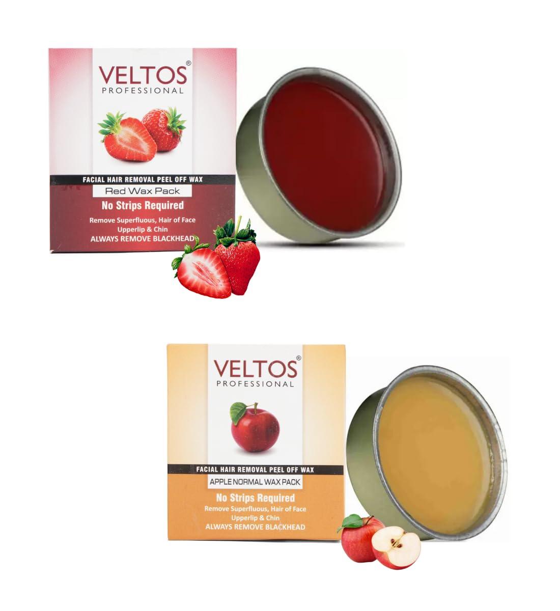 VELTOS Veltos Professional Facial Peel Off Katori Face Wax Combo Kit Pack of 3 (Aloe Vera, Apple Regular & Red Wine 80gm Each)
