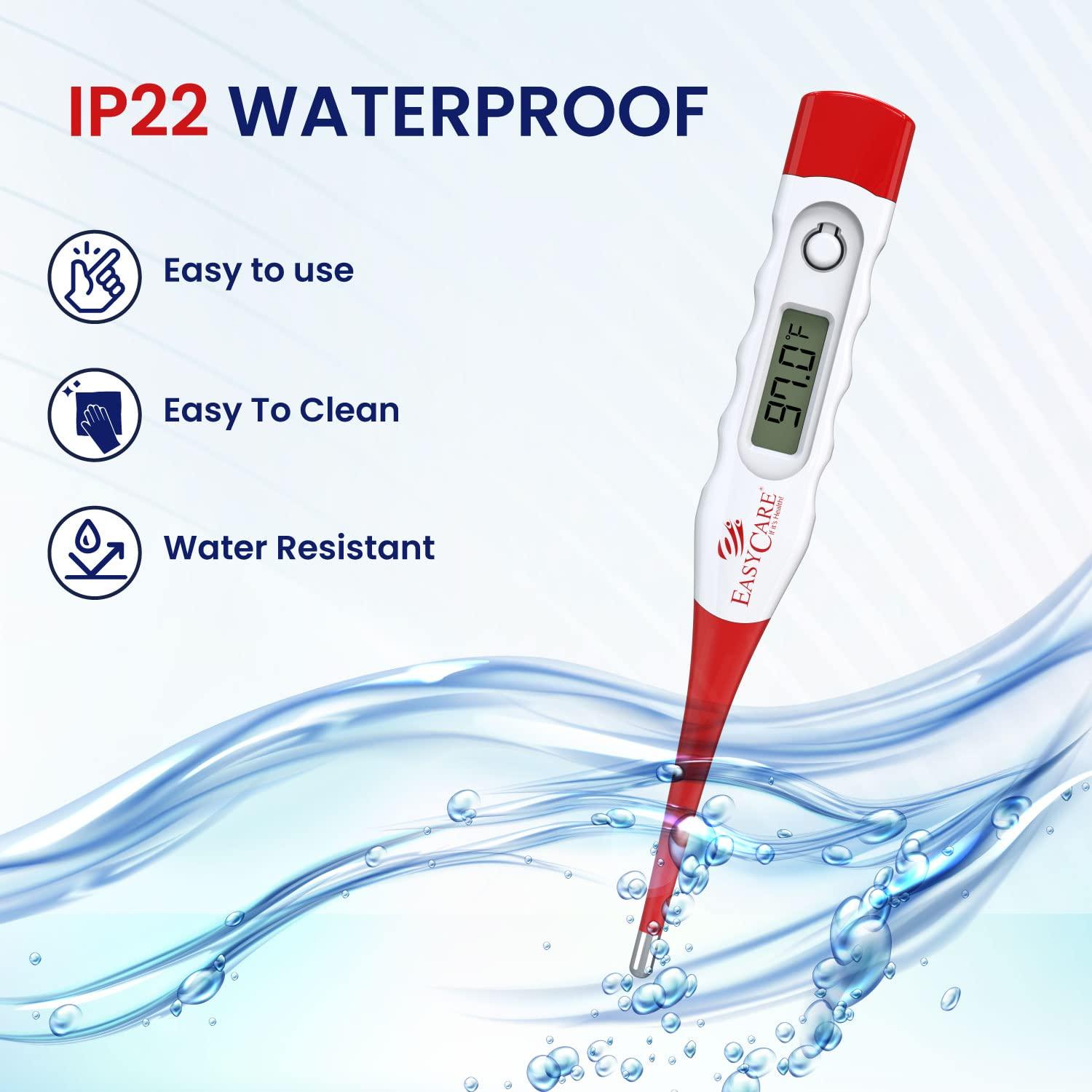 EASYCARE EASYCARE (EC5130) Waterproof Flexible Tip Digital Thermometer with Storage Case - Fever Alarm, Accurate & Reliable Temperature Measurement - Convenient and User-Friendly