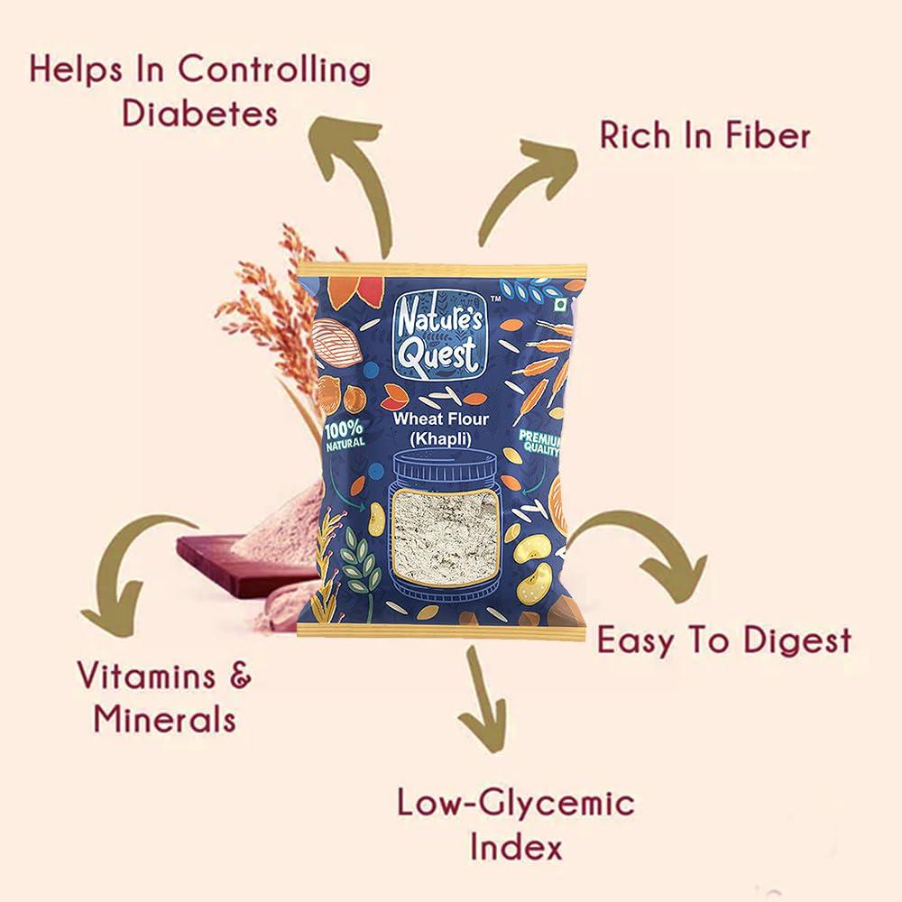 Nature\'s Quest Nature\'s Quest Khapli Wheat Flour | Khapli Gehu atta| Kapli Wheat Flour| Gehu atta | kothumai mavu - 4.5 Kg