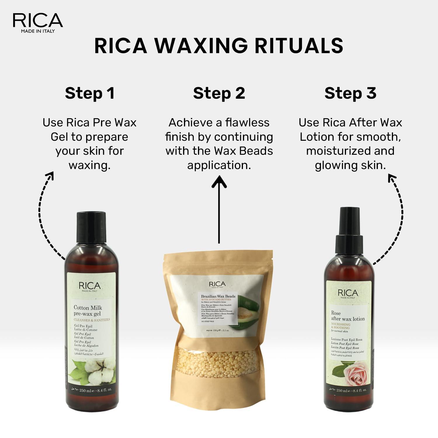 RICA Rica Brazilian Beads, Stripless & Painless Hair Removal Wax For Men & Women| Quick & Easy Tan Removal Waxing For Face, Armpit & Bikini Areas| 150 gm, Pack of 1