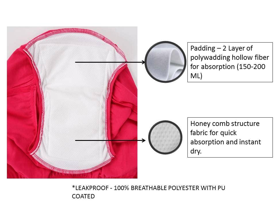 Wemyc Wemyc Incontinence Underwear For Women I Washable & Reusable I For Medium Leaks I Adult Diaper I Bedwetting Panty I Colour Raspberry & Purple (S)