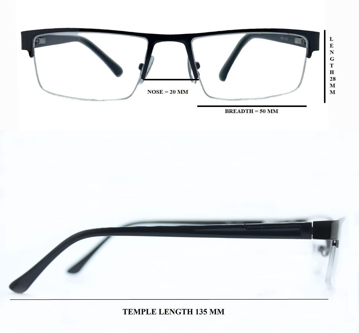 TJT TJT Half Rim Reading Glasses For Men And Women Power +1.00 +1.25 +1.50 +1.75 +2.00 +2.25 +2.50 +2.75 +3.00 Colour (Metallic) (+1.00)