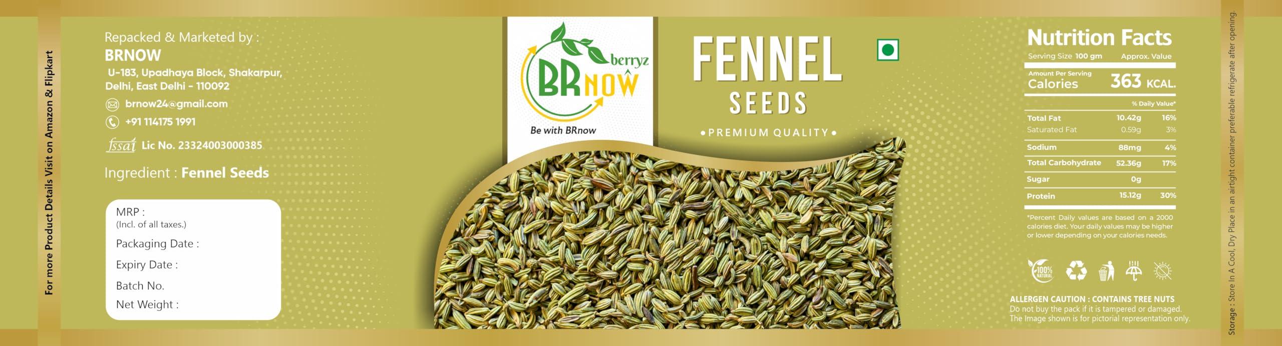 BRnow berryz BRnow berryz Fresh & Natural Fennel Seeds | Saunf | Variyali | Whole Indian Spices with Authentic taste & Strong Aroma (250gm)