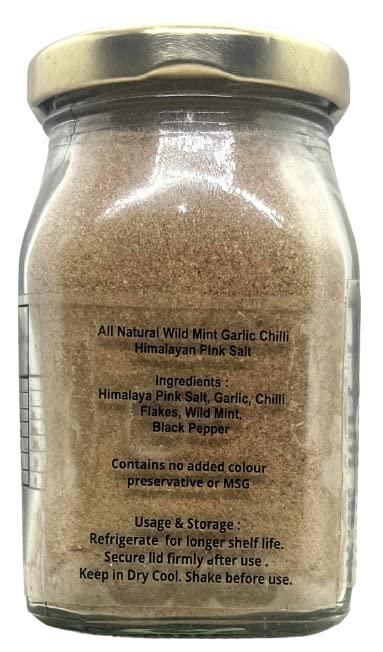 Artisan Palate Artisan Palate Wild Mint Chilli Garlic Himalayan Pink Salt Jar | All Natural | Seasoning for Dips, Fries, and Salad Dressings | 150 gms (Pack of 1)
