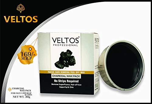 VELTOS VELTOS PROFESSIONAL Charcoal Peel-Off Katori Wax for Upper Lip, Facial Hair, Eyebrow Face - 80 gm