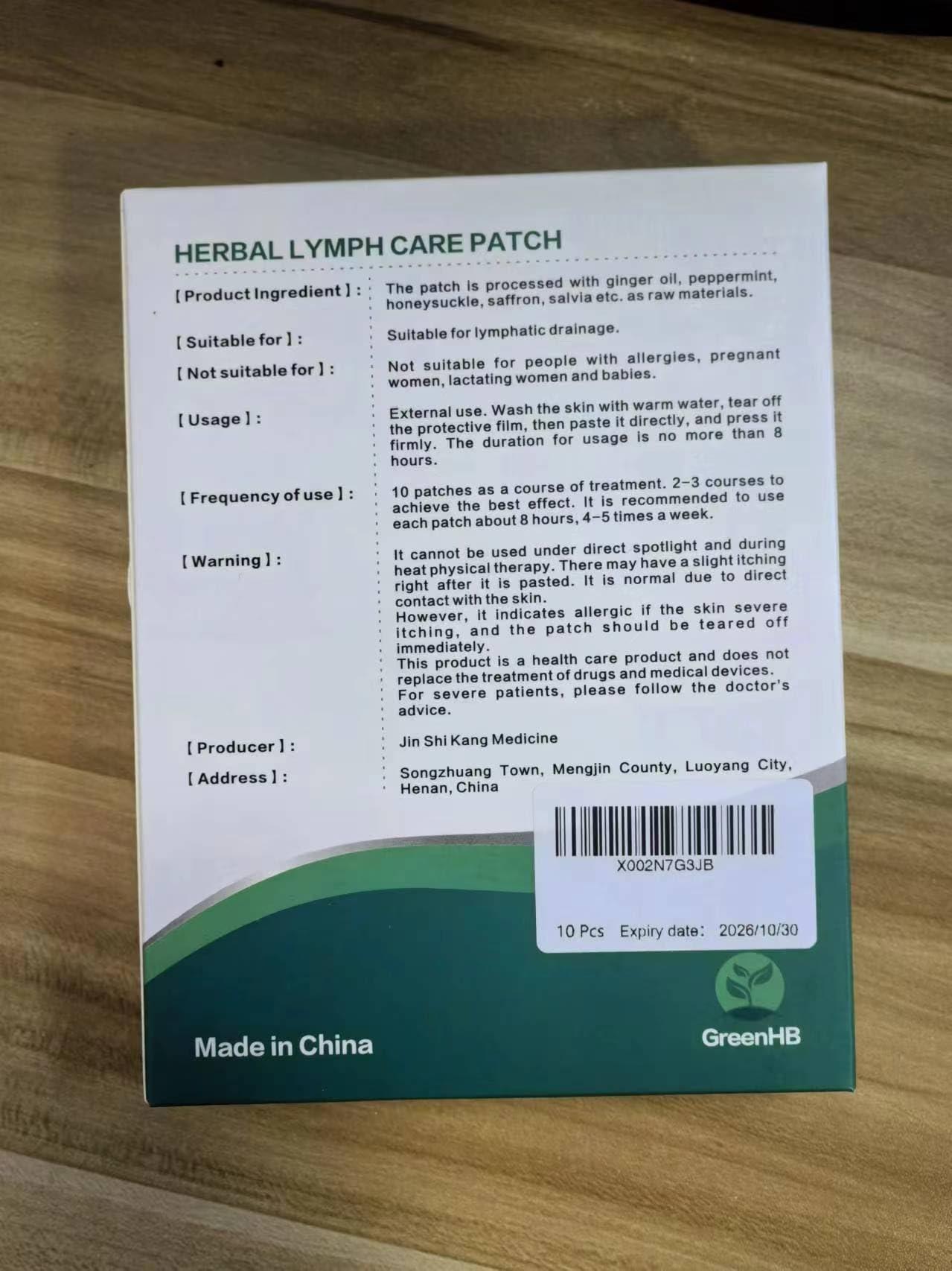 GreenHB Herbal Lymph Care Patch, 10 Pcs, Lymphatic Drainage Patch Neck Lymph Node Anti-Swelling Patch Sticker Lymphatic Drainage with Ginger Oil Help to Remove Swelling and Pain Relief