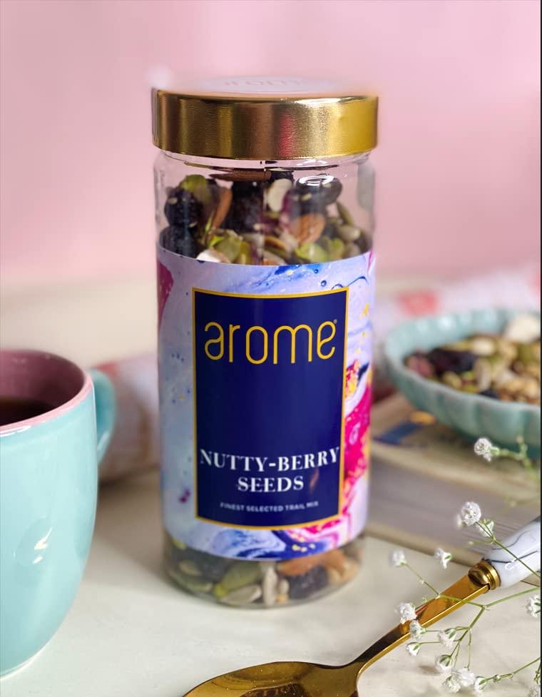 arome arome Premium Nutty Berry Seeds, 100 gm Pack | Mixed Nuts like Almond, Pista, Cranberry, Blueberry, Flax & Sesame Seeds | Healthy Snacks for Small Hunger | Assorted Dry Fruit, Berries and Nuts Mix