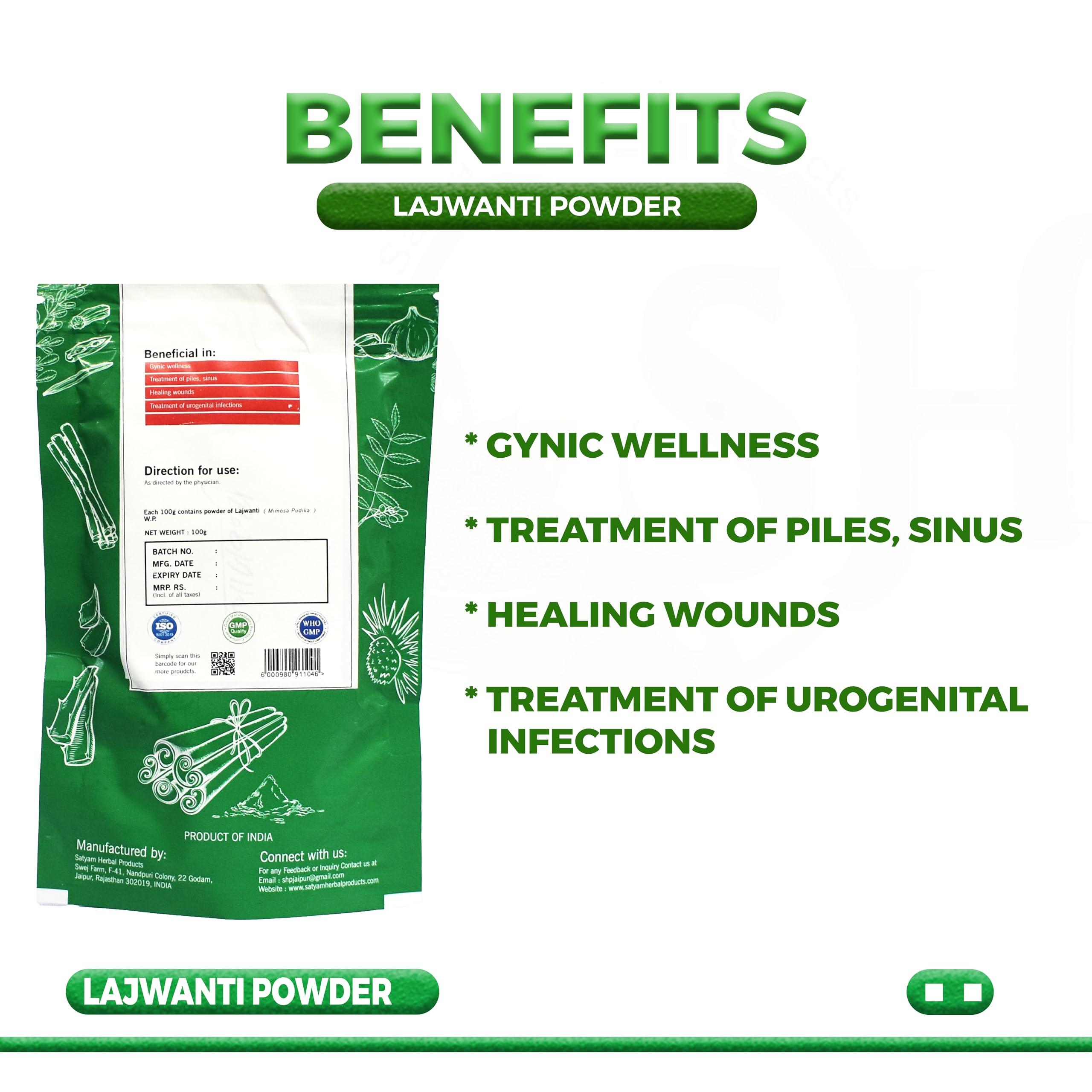 SATYAM HERBAL PRODUCTS SATYAM HERBAL PRODUCTS Pure Natural Lajwanti Ayurvedic Herbal Powder Healing Wounds and Gynic Wellness | Mimosa Pudica (100gm)