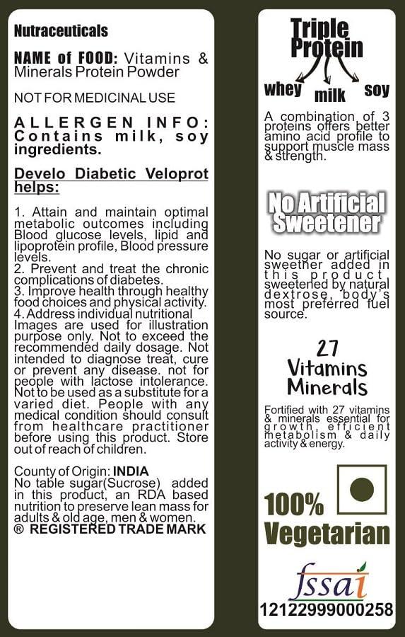 DEVELO Develo Diabetic Protein Powder for diabetes patient Care, Sugar Free Supplement  1 kg (Vanilla)
