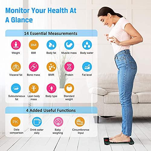 Glaceon Glaceon Bluetooth Body Fat Scale Smart BMI Scale Digital Bathroom Weight Scale, Body Weight Measurement Scale with Smartphone App