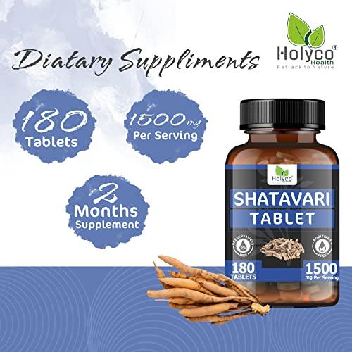 HOLYCO HEALTH - RETRACK TO NATURE Shatavari Tablet - 180 tablets | Known as Wild Asparagus racemosus, Satavar, Satmuli, Shatamuli, Satavari tablets | Natural, No Additives and Preservatives