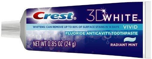 Crest Crest 3D White Vivid Fluoride Anticavity Toothpaste Radiant Mint 0.85 oz Travel Size (Pack of 4)