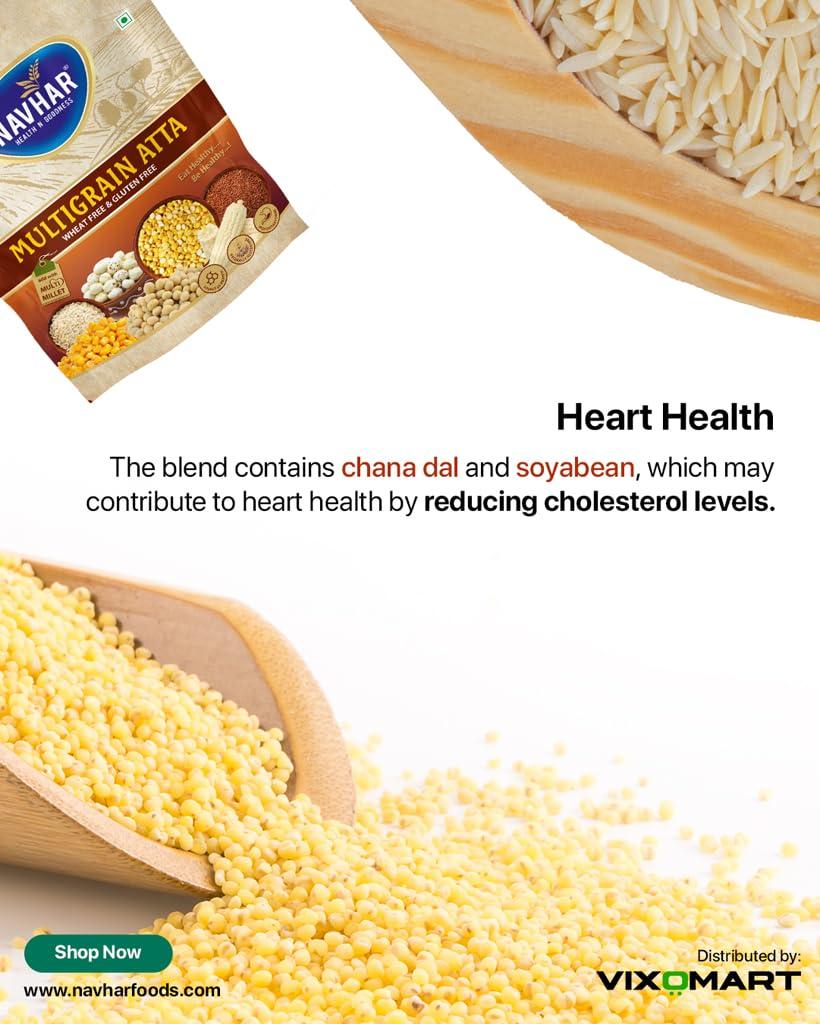 Navhar Health N Goodness Navhar Multigrain Atta - Wheat Free, Gluten Free 1KG, Multi Millets Flour
