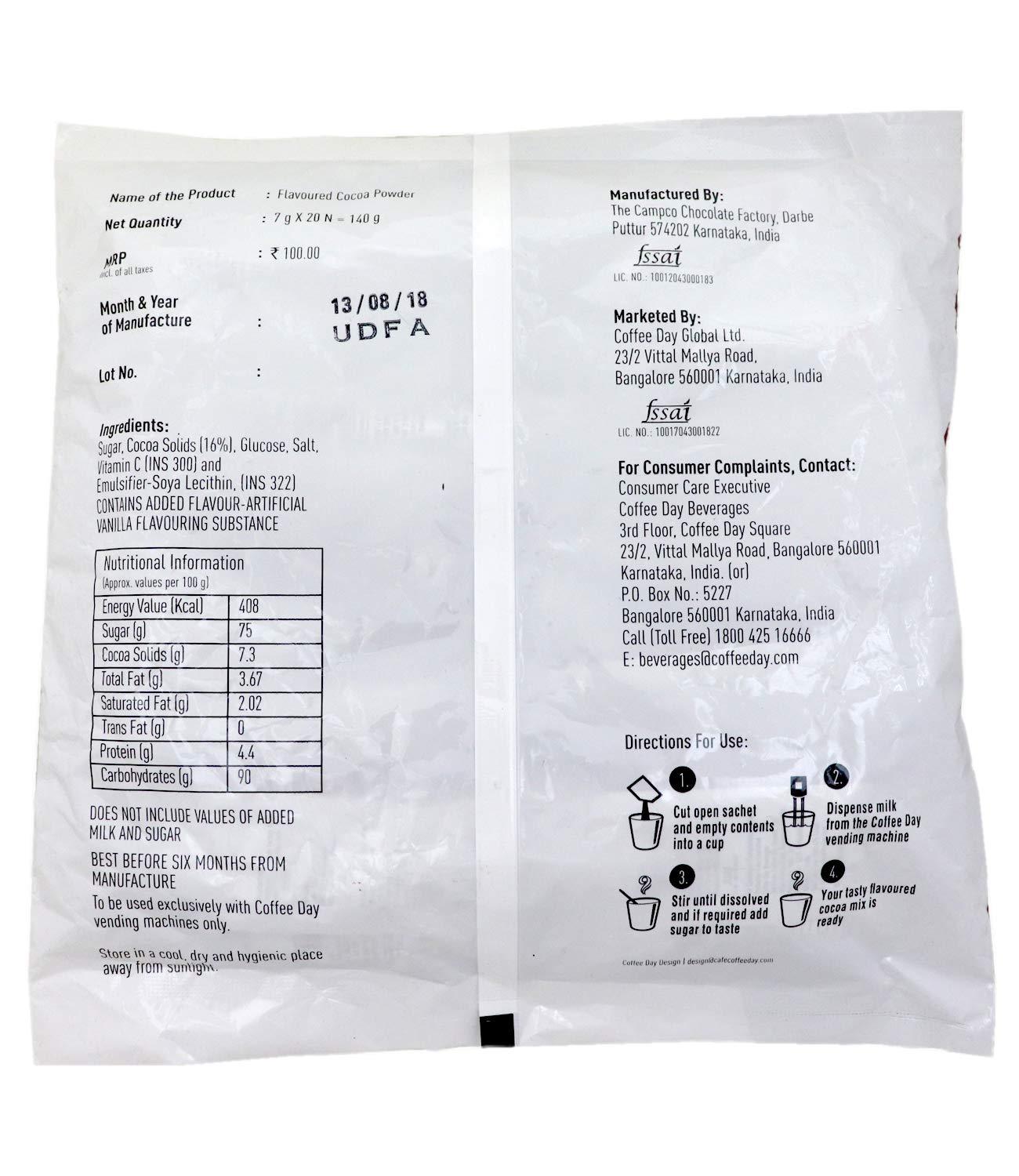 coffee day beverages coffee day beverages Zest Hot Chocolate Powder Sachets, Pack of 4 (80)