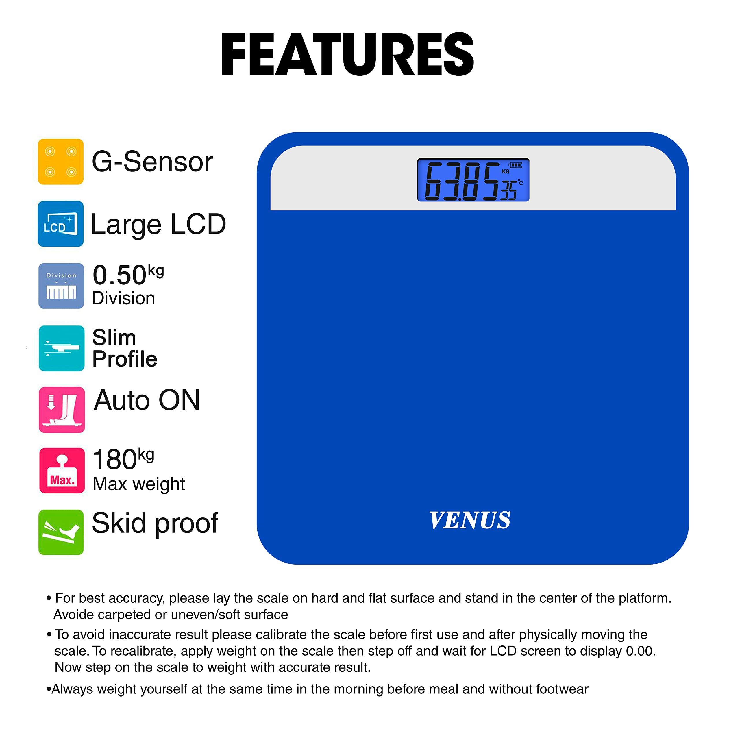 Venus Venus (India) Electronic Digital Personal Bathroom Weight Machine for Body Weight upto 180 kg Weighing Scale with 24 Months Warranty