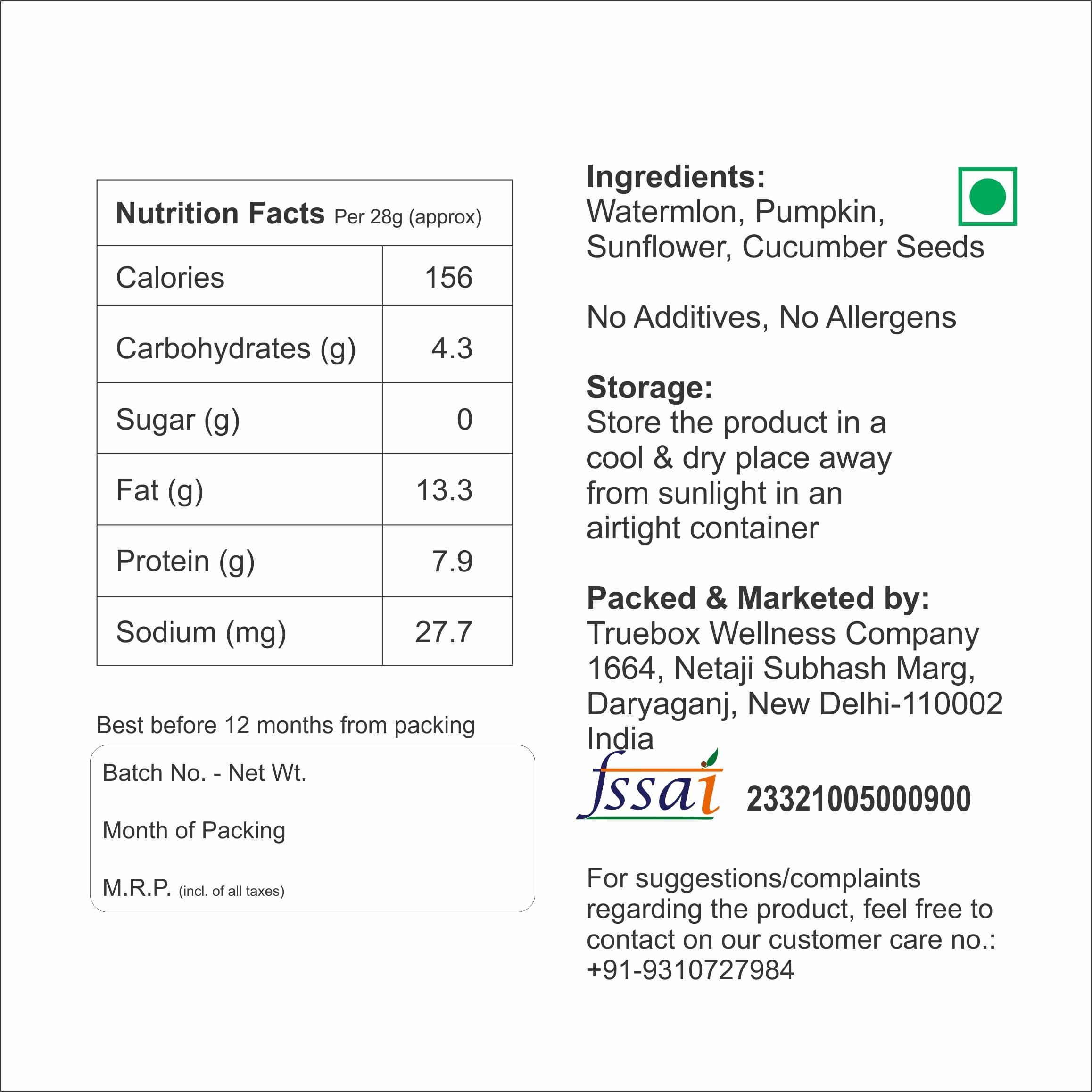NURU Nuru Healthy Seed Mix Charmagaz ( Watermelon Seeds , Pumpkin Seeds , Muskmelon Seeds , Cucumber Seeds ) All in one (200)
