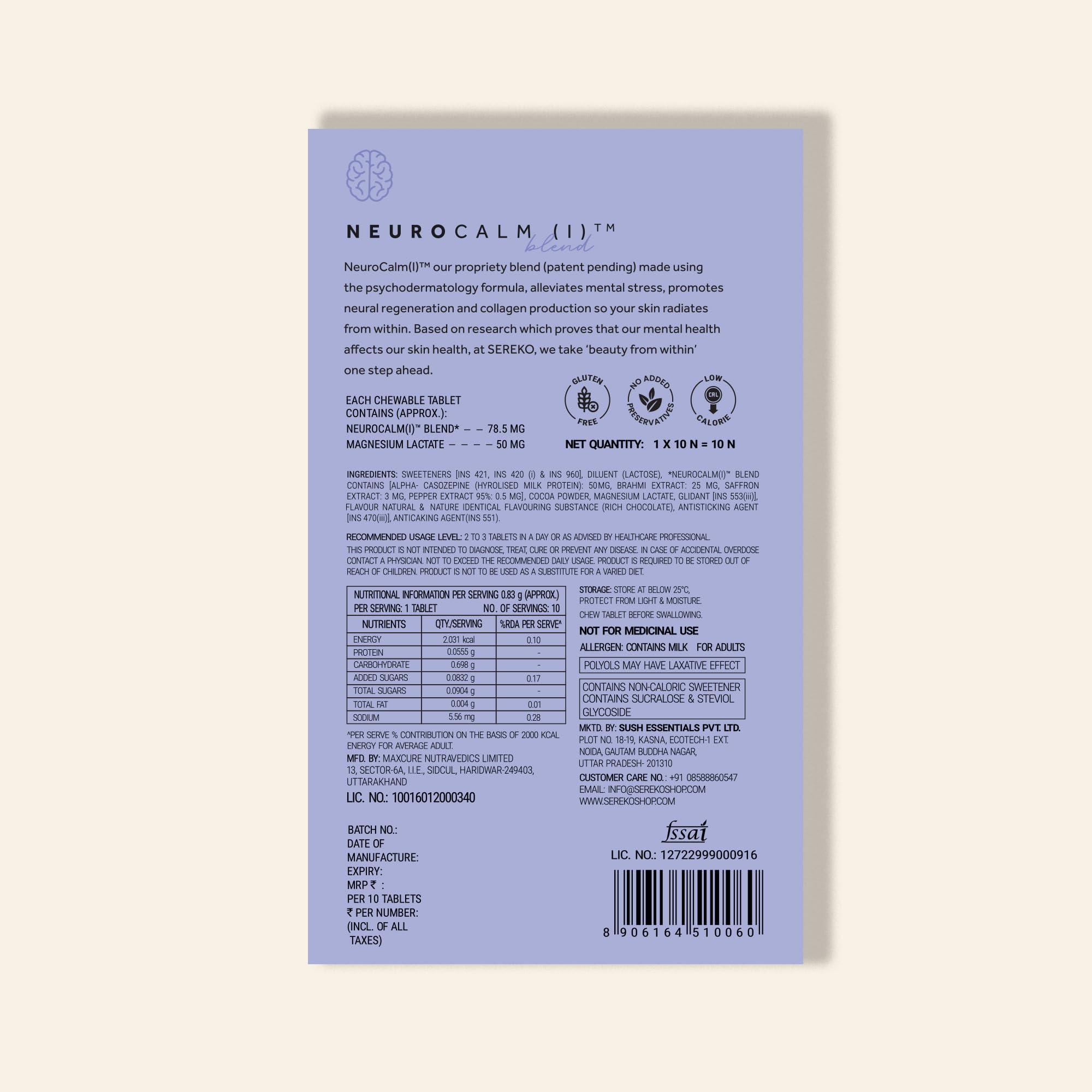 Sereko Sereko Calming Candy Tabs Supplements, Improve Quality Sleep, Reduce Stress Levels, Mood Swings & Enhance Overall Skin Health for Women & Men | Non - Addictive 10 Tablets