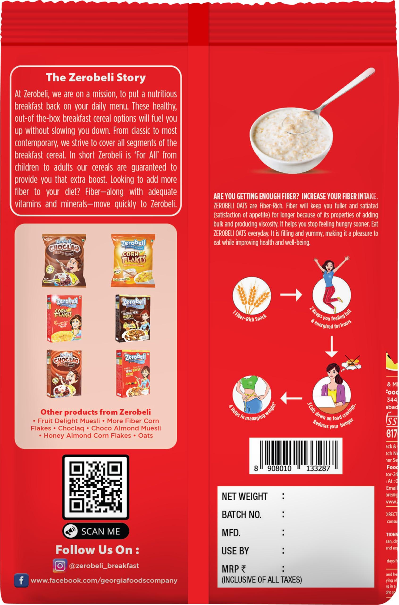 Zerobeli Zerobeli 100% Natural Wholegrain Porridge Oats 1kg - No Preservatives|High in Fiber & Protein|Rich in Antioxidants|