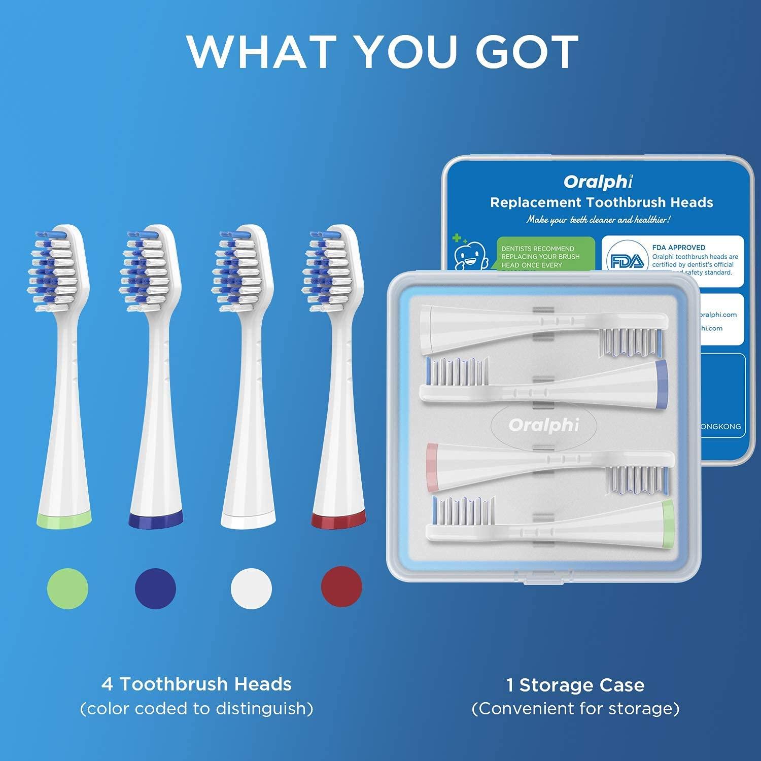 Oralphi Oralphi Replacement Toothbrush Heads for Waterpik Complete Care 5.0 & 9.0, 4 Pack Brush Heads with Storage Case