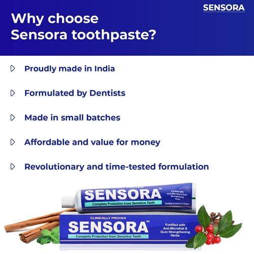 Sensora SENSORA Sensitivity Releif Toothpaste For Sensitive Gums | Pack of 06 | Buy 6 get 10 (6 Super soft brushes and 4 tongue cleaners FREE)