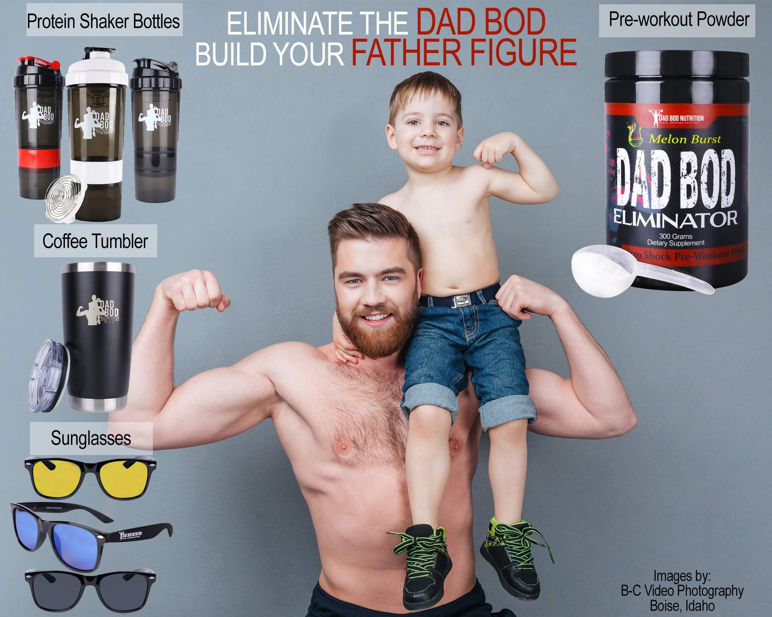 Dad Bod Nutrition Dad Bod Nutrition Funny Protein Shaker Bottle 3 Part with Storage Red Trim White Label (Red Trim)