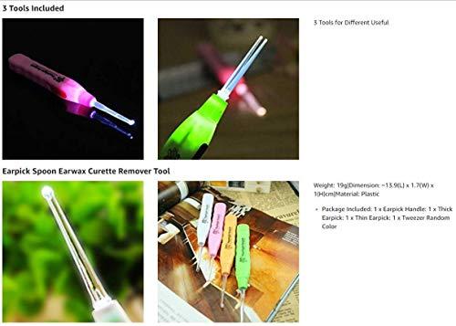 DSJ DSJ® 3 pcs Safe Ear Wax Removal Tool Ear Pick Cerumen Spoon Cleaner Curette for Kids with LED Light