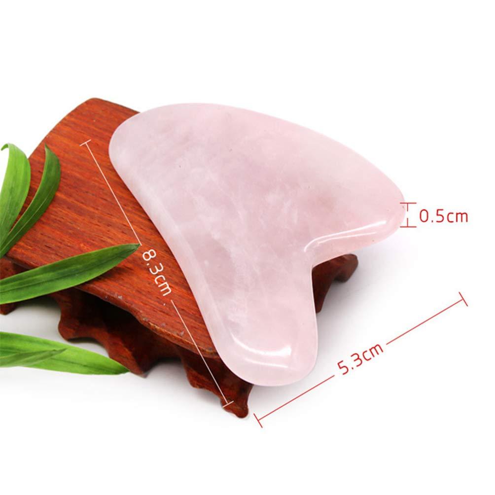 HEALLILY HEALLILY 2pcs Rose Quartz Tool Jade Stone Guasha Scraping Massage Tool Anti Aging Massage Tool SPA Body Skin