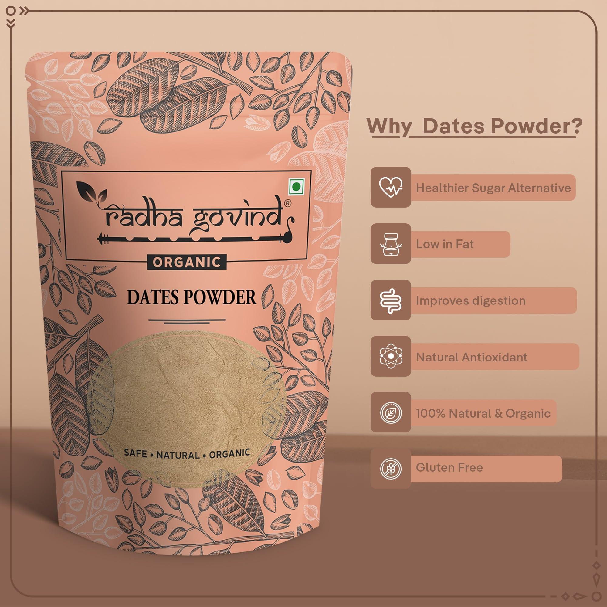 RADHA GOVIND RADHA GOVIND Organic Date Powder | Fine Kharik Powder | Dry Dates Powder - 1000 Gm