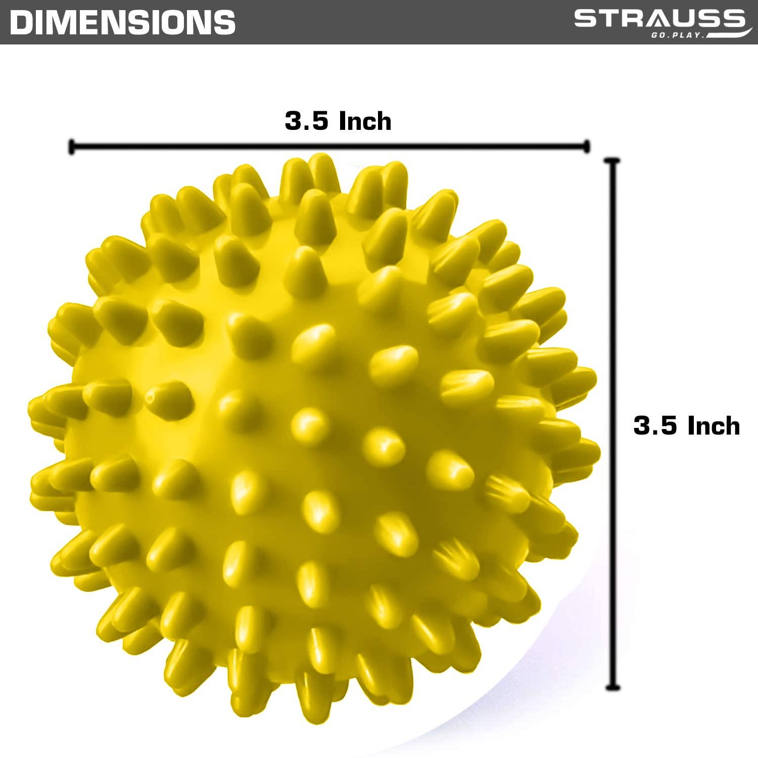 STRAUSS Strauss Acupressure Massage Ball, 3.5 inch|Deep Tissue Massage for Trigger Point Therapy, Myofascial Release & Muscle Knots |Acupressure Therapy Ball |Ideal for Back, Neck, Foot,Shoulder,Yoga,(Yellow)