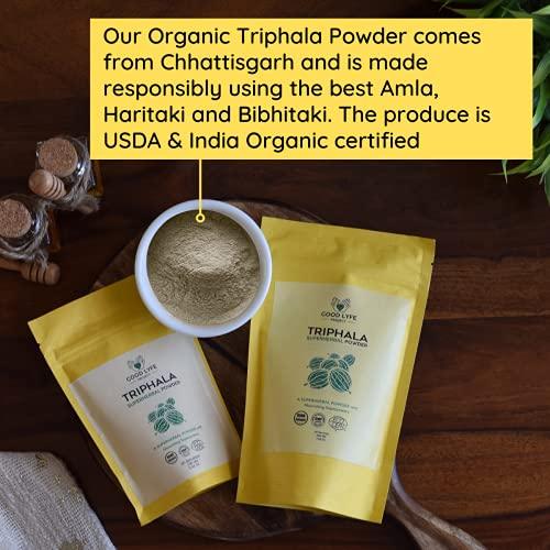 Good Lyfe Project Good Lyfe Project 100% Organic Triphala Churna Powder 3 2 1 Ratio of Amla Baheda and Harad For Healthy Digestion Effective For Windi Gas Relief Constipation and Digestive Disorders (200 gm)