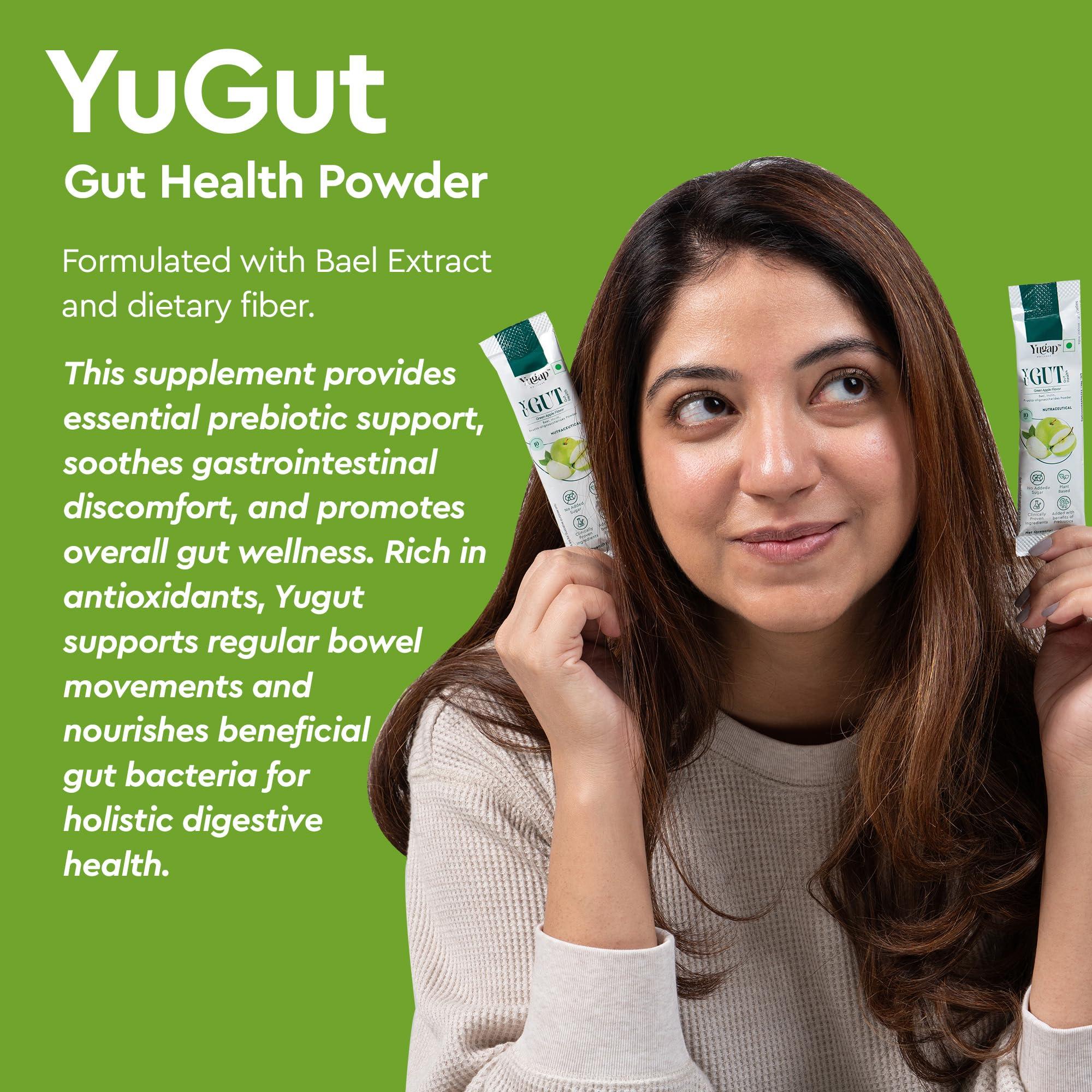 YUGAP WELLNESS Yugap Yugut Health Sachets | Bael Extract, Prebiotic Dietary Fiber | Supports Digestive Health, Regular Bowel Movements, Gut Integrity, and Immune Function (Pack of 1)