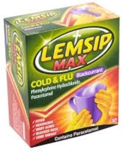 Generic LEMSIP MAX Cold & Flu with Decongestant Blackcurrant - 10 Sachets