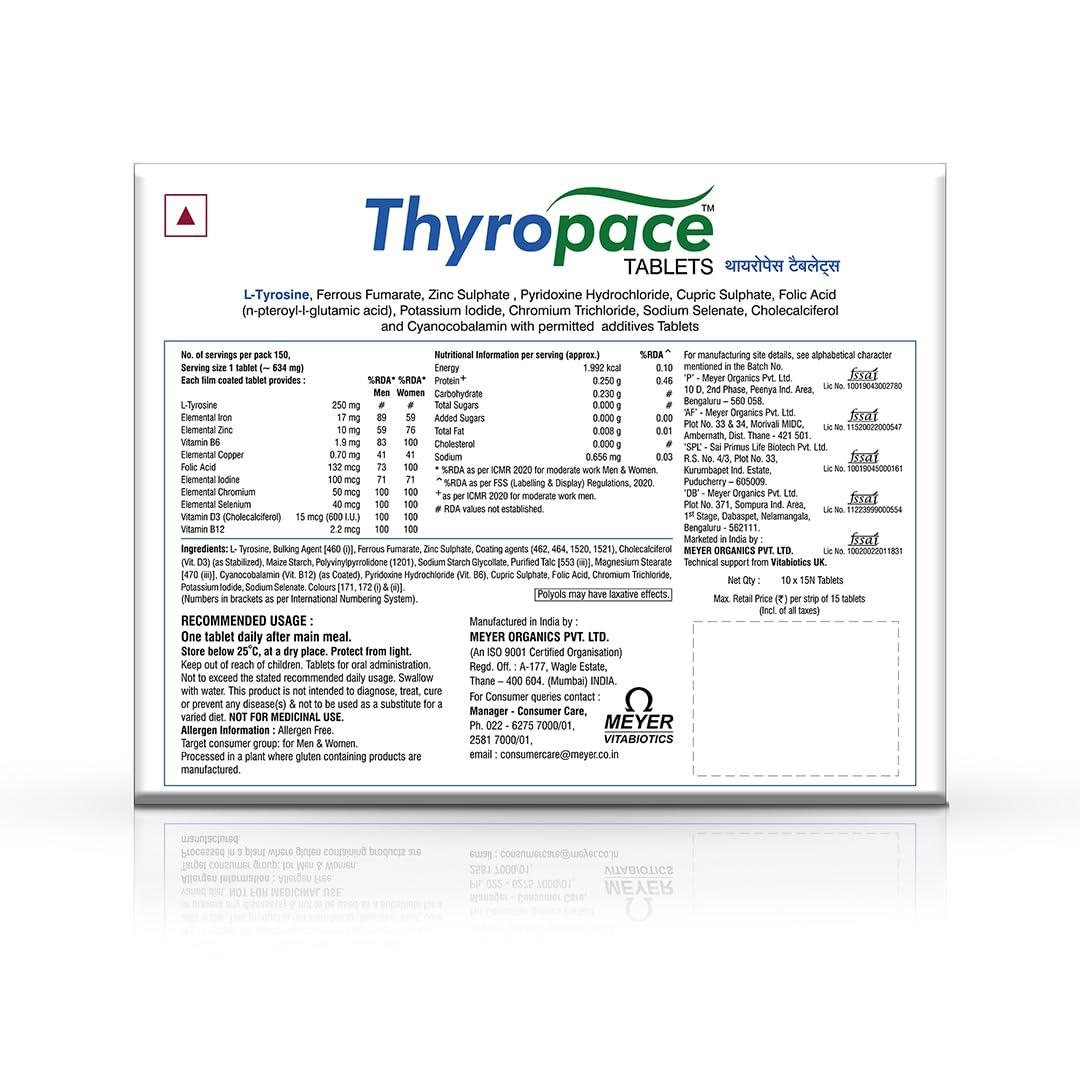 Thyropace Thyropace Tablets With L-Thyrosine, Iodine Plus For Normal Functioning Of Thyroid Functions |15 Tablets (Pack Of 3)