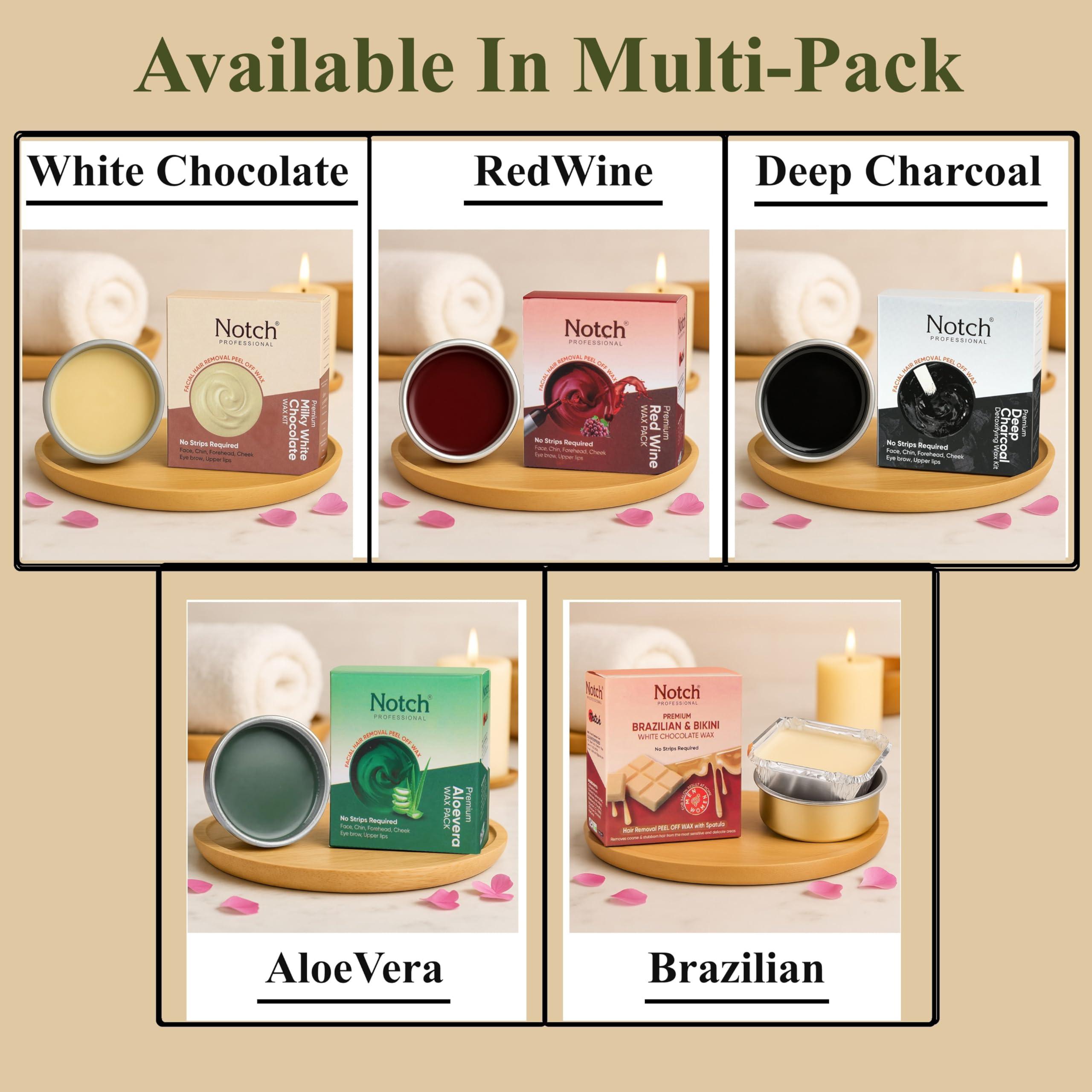 NOTCH FYORR No Strip Deep Charcoal Sensitive Areas Face And Body Katori Wax For Eyebrow/Upper Lips/Facial Hair/Bikni/Armpit/Underarms/Legs/Thigs Peel Off Hair Removal Wax (80Gram)