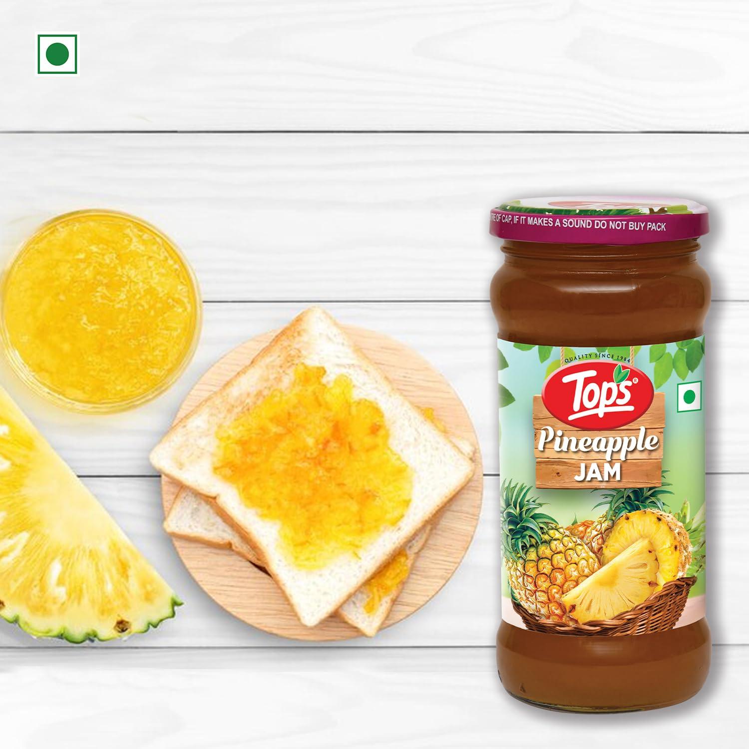 TOPS TOPS Pineapple Jam - 475 gm | From selected Pineapples| Provides a burst of fruity flavour.