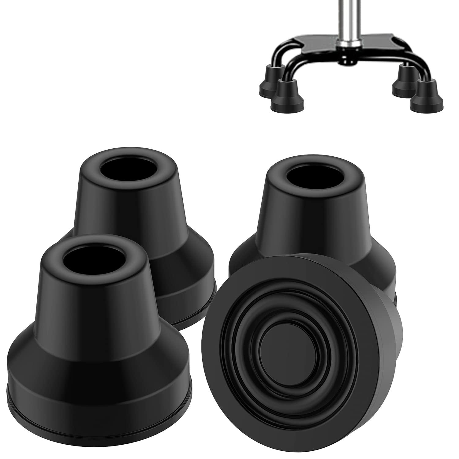 supregear supregear 4pcs Quad Cane Tip, Non-Slip Rubber Cane Tip Extreme Grip Heavy Duty Cane Replacement Rubber Foot for 1/2 Inch Diameter Standard Walking and Standing Stick Accessory, Black