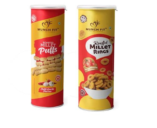 MUNCH FIT Munch Fit Healthy & Roasted Millet Snacks | 2 x 40g Tangy Tomato & 2 x 40g Chilli Garlic