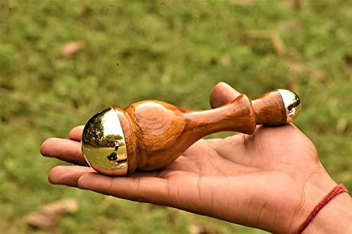 HEALTHANDWEALTH HealthAndWealth Detox Bronze Kansa Wand Body and Foot Massager | Unique Design - 2 in 1 Massager with Two Different Sizes of Kansa Cups. Comfortable Grip