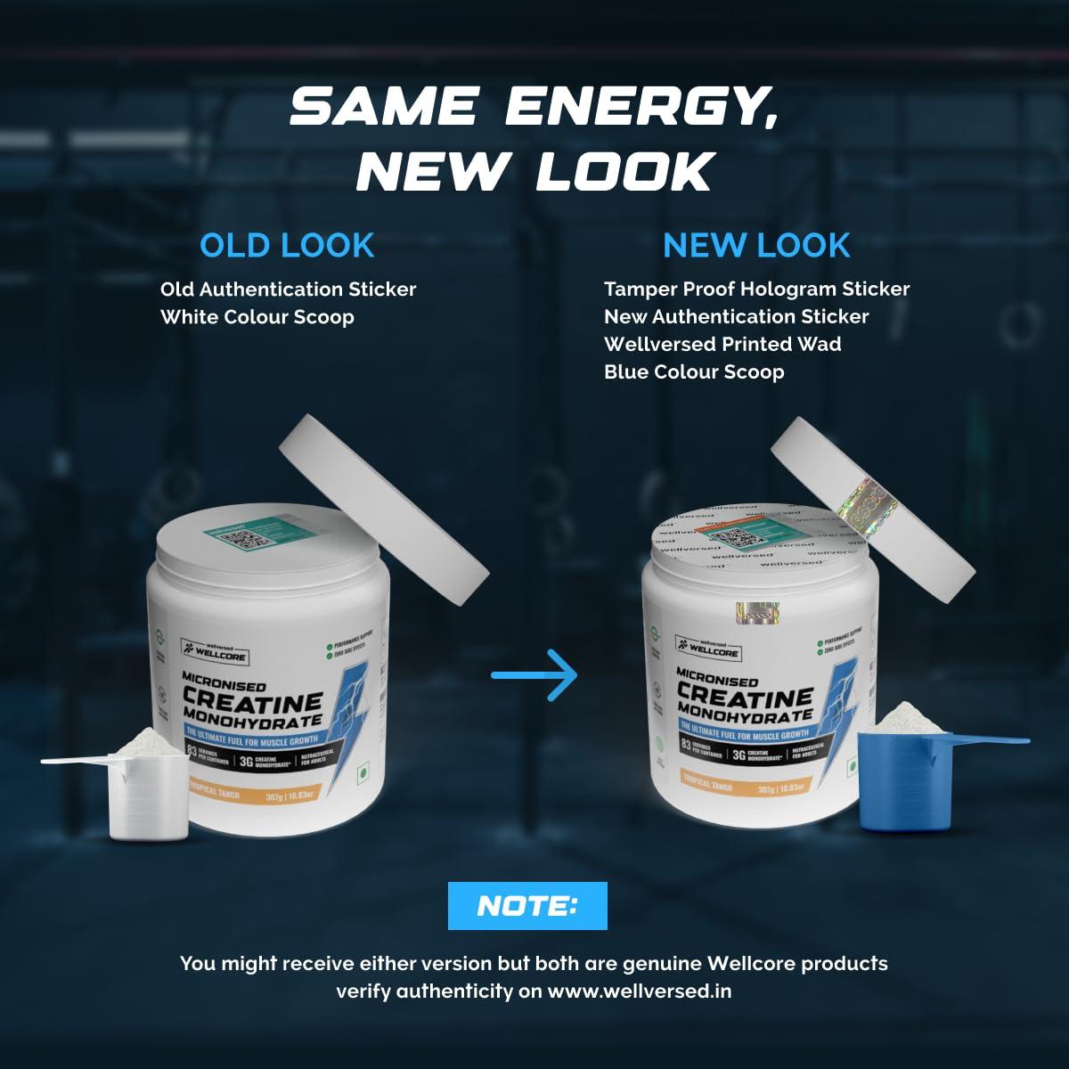 Wellcore Wellcore - Pure Micronised Creatine Monohydrate (Tropical Tango, 2X83 Servings)|Rapid Absorption|Enhanced Muscle strength & Power, Powder, 2 count