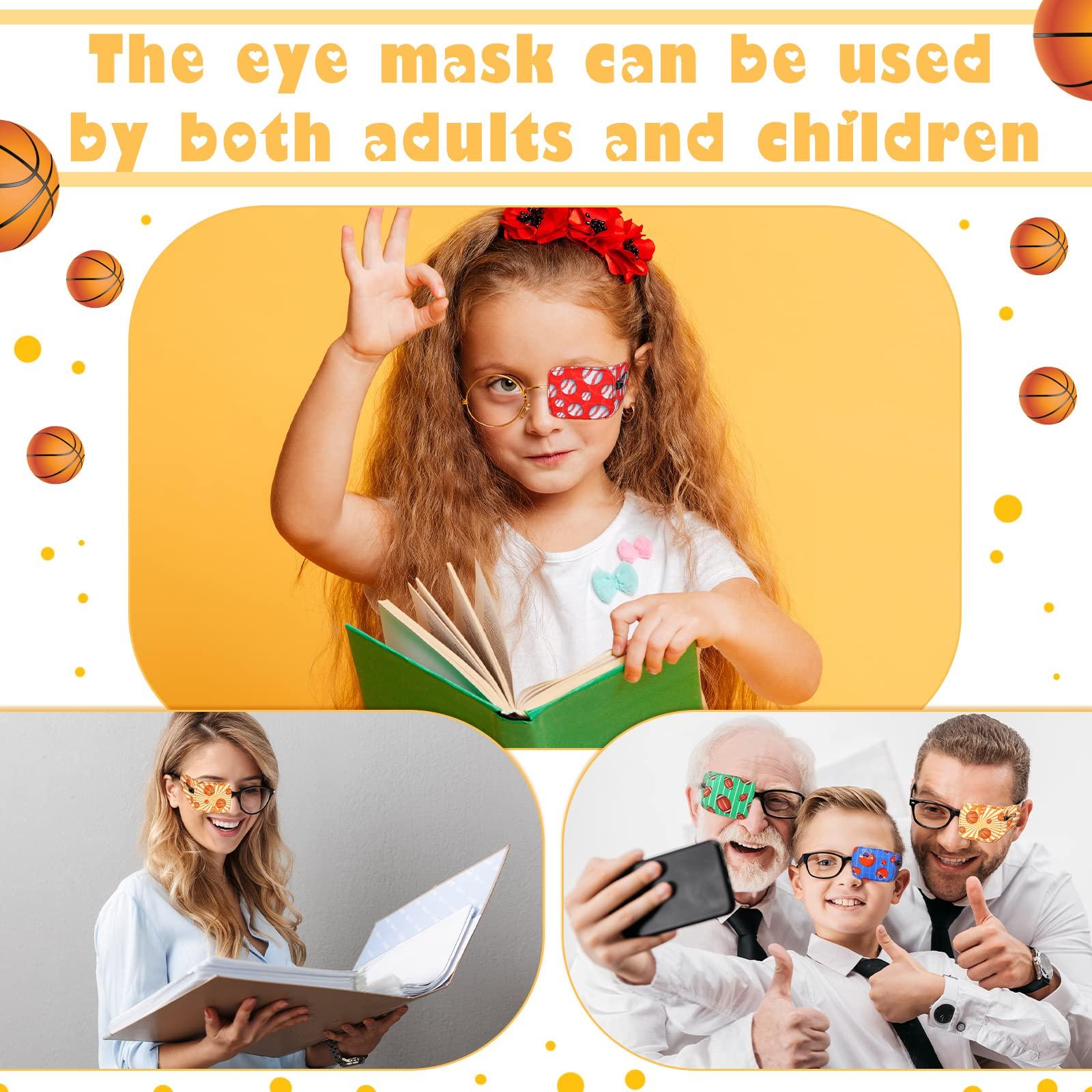 Treela Treela 8 Pcs Eye Patches for Kids, Eyepatch for Glasses to Cover Either Eye Cartoon Eye Patching Fabric Patch for Kids Boys Girls (Ball Style)