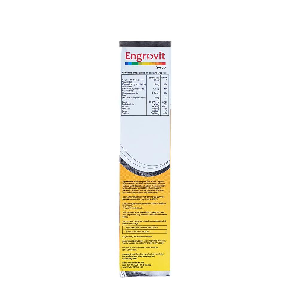 ENGROVIT Engrovit 200 ml Height Increase Syrup for kids | Cherry Flavour for Growing Children - Promotes Height Growth | Height Supplement (Pack of 2)