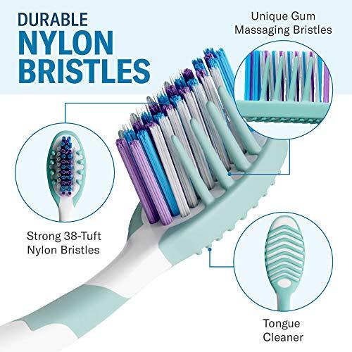 Blasting Health Reusable Toothbrushes, Individually Wrapped Medium Soft Standard Classic Brushes with Nylon Bristles for Dental Health, Oral Hygiene Tooth Care - 6 Pack by Blasting Health